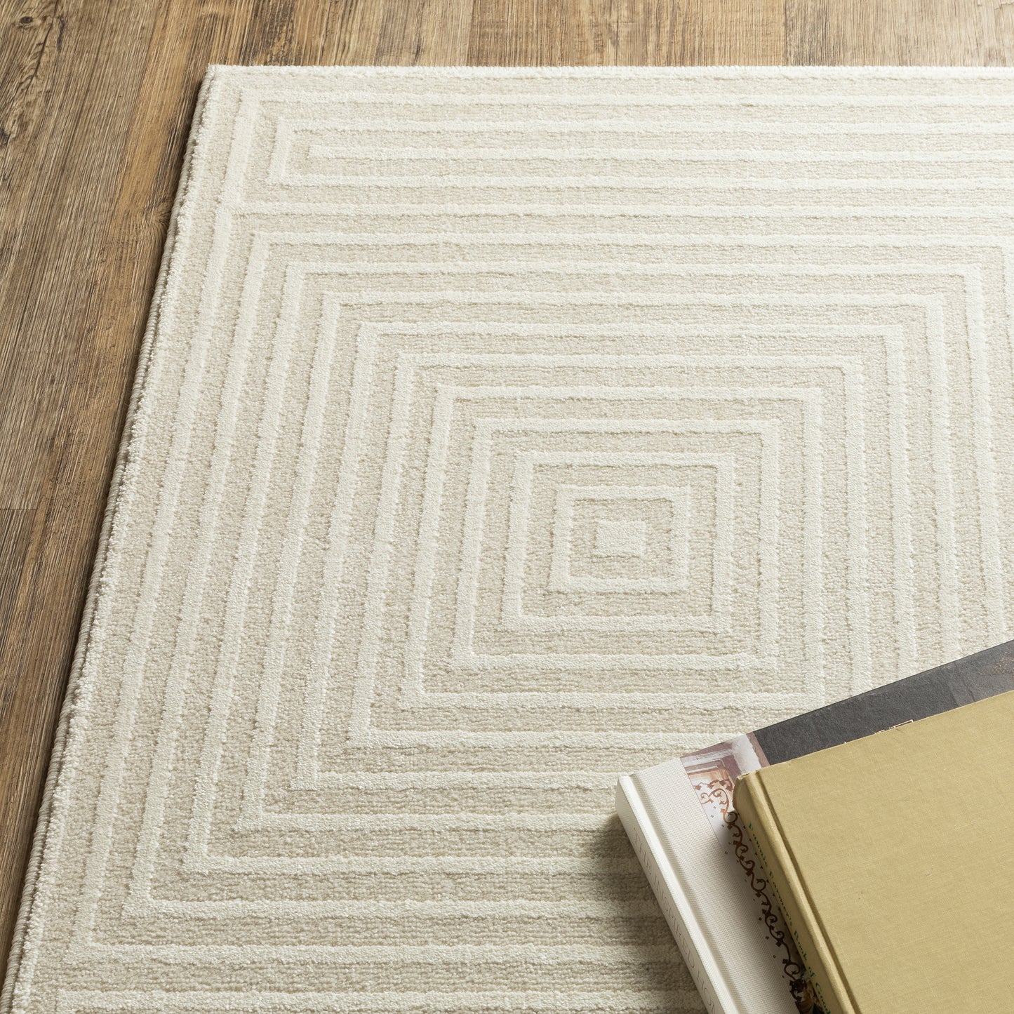 Raylan Geometric Ivory/ Ivory Cut Pile Rug