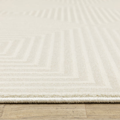 Raylan Geometric Ivory/ Ivory Cut Pile Rug