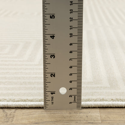 Raylan Geometric Ivory/ Ivory Cut Pile Rug