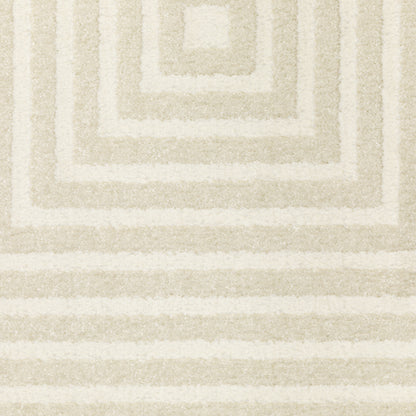 Raylan Geometric Ivory/ Ivory Cut Pile Rug