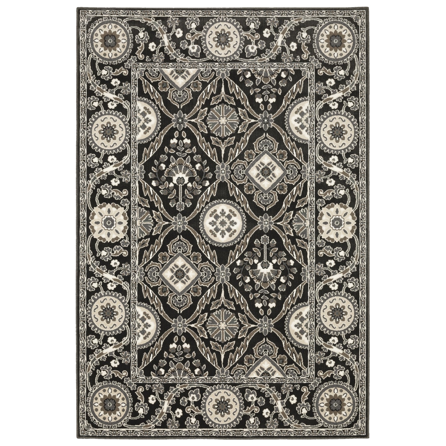 Raylan RAY05 Black Trefoil Rug