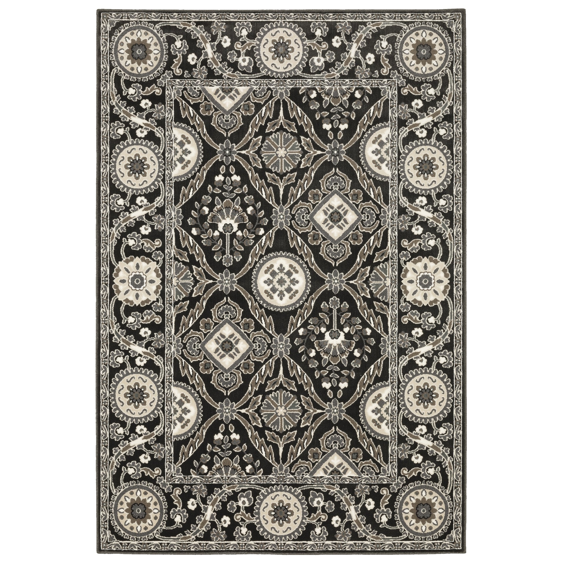 Raylan RAY05 Black Trefoil Rug