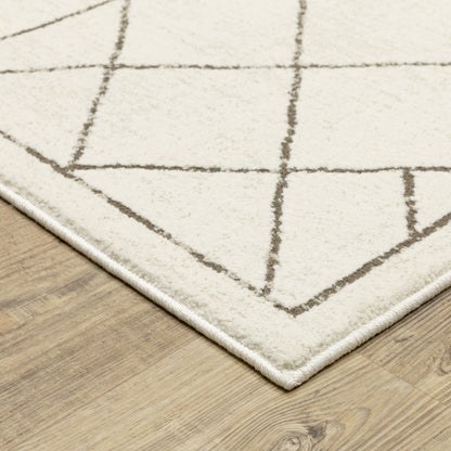 Raylan Geometric Ivory/ Brown Cut Pile Rug
