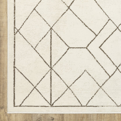 Raylan Geometric Ivory/ Brown Cut Pile Rug