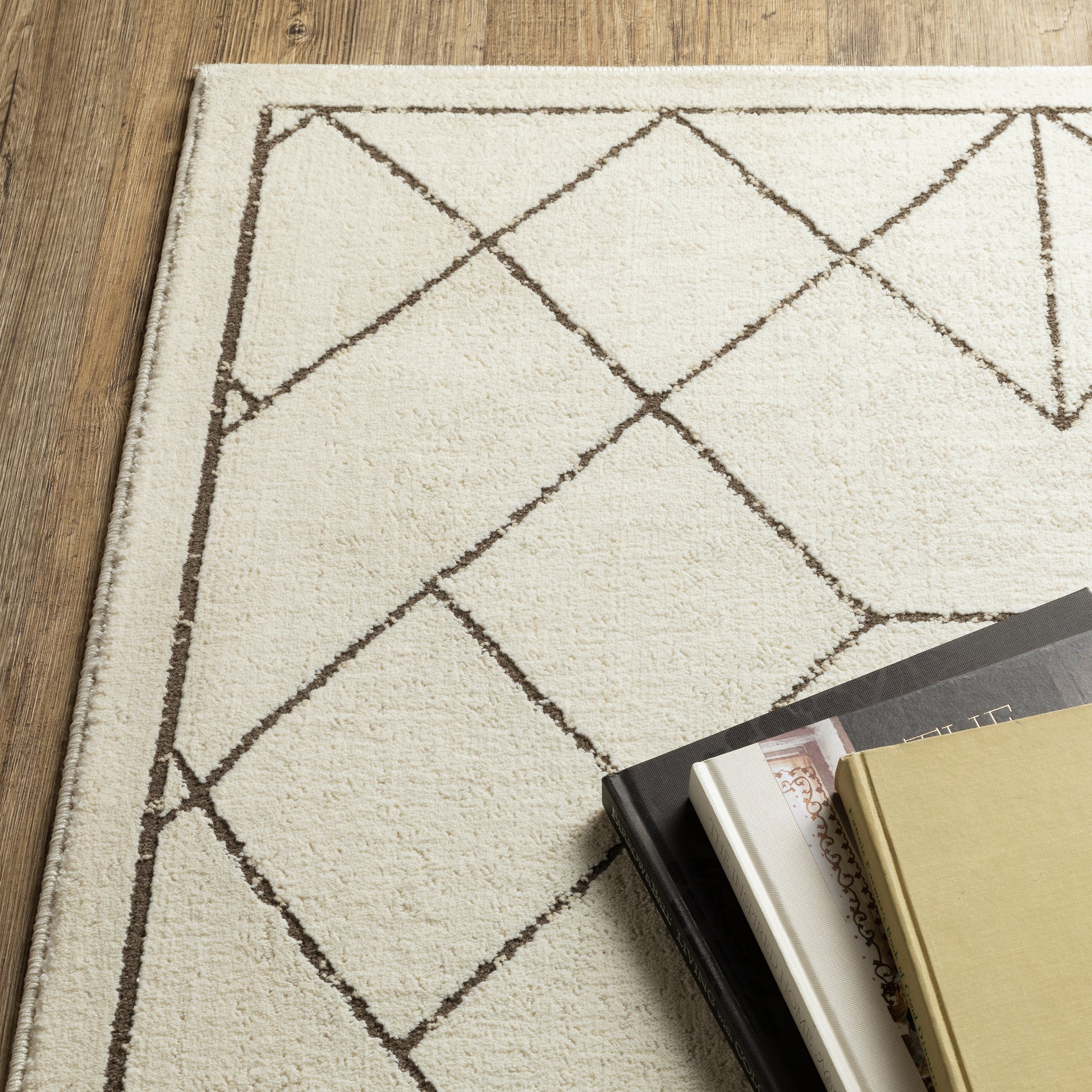 Raylan Geometric Ivory/ Brown Cut Pile Rug