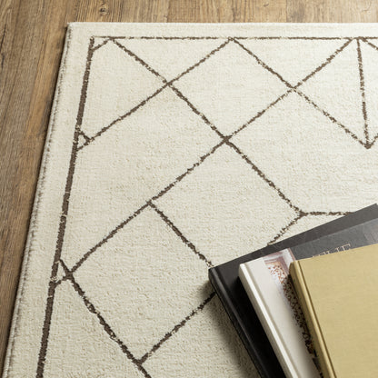 Raylan Geometric Ivory/ Brown Cut Pile Rug