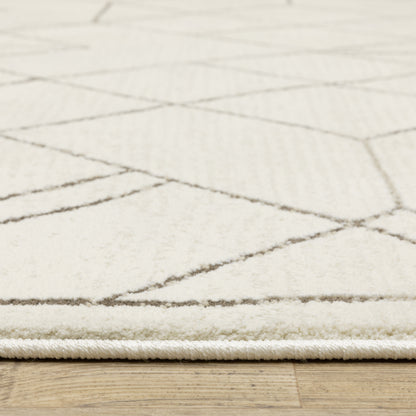 Raylan Geometric Ivory/ Brown Cut Pile Rug