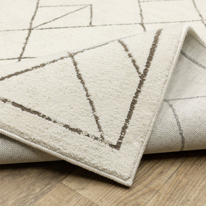Raylan Geometric Ivory/ Brown Cut Pile Rug