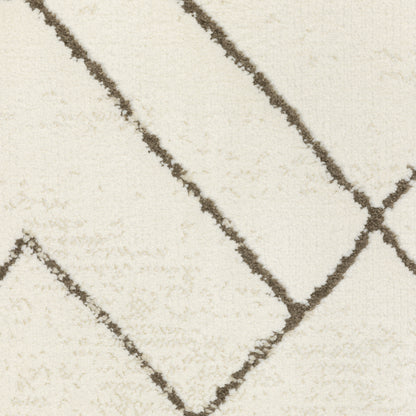 Raylan Geometric Ivory/ Brown Cut Pile Rug