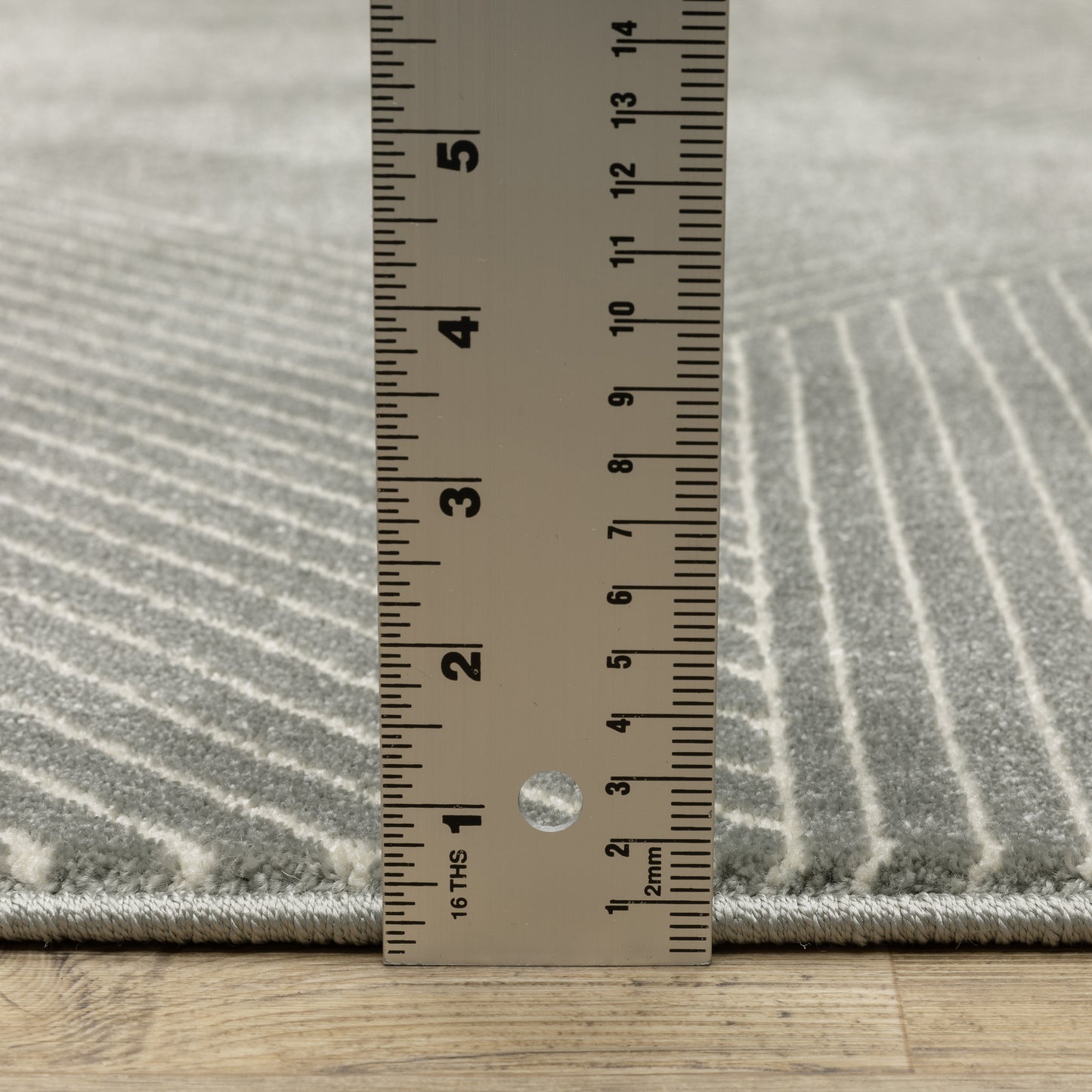 Raylan Geometric Grey/ Ivory Stripe Cut Pile Rug