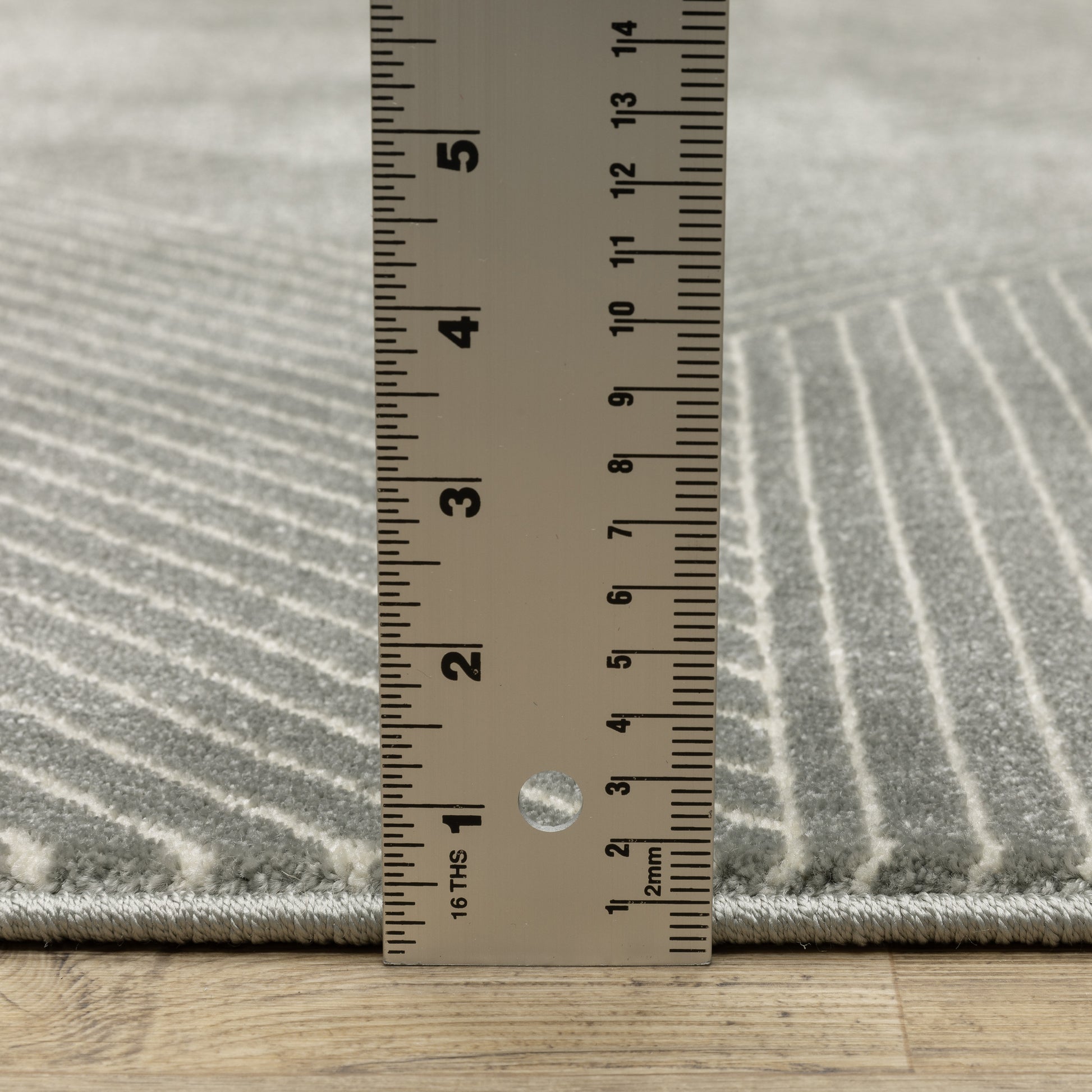 Raylan Geometric Grey/ Ivory Stripe Cut Pile Rug