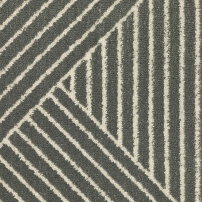 Raylan Geometric Grey/ Ivory Stripe Cut Pile Rug