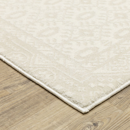 Raylan Medallion Ivory/ Ivory Oriental Cut Pile Rug