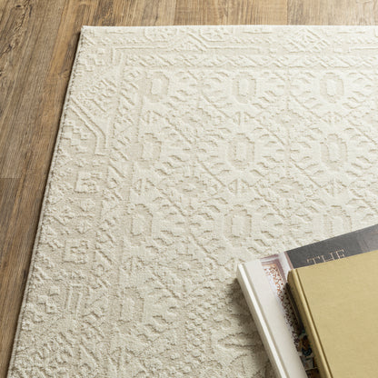 Raylan Medallion Ivory/ Ivory Oriental Cut Pile Rug