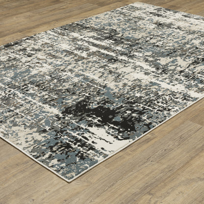 Raylan Abstract Ivory/ Grey Cut Pile Rug