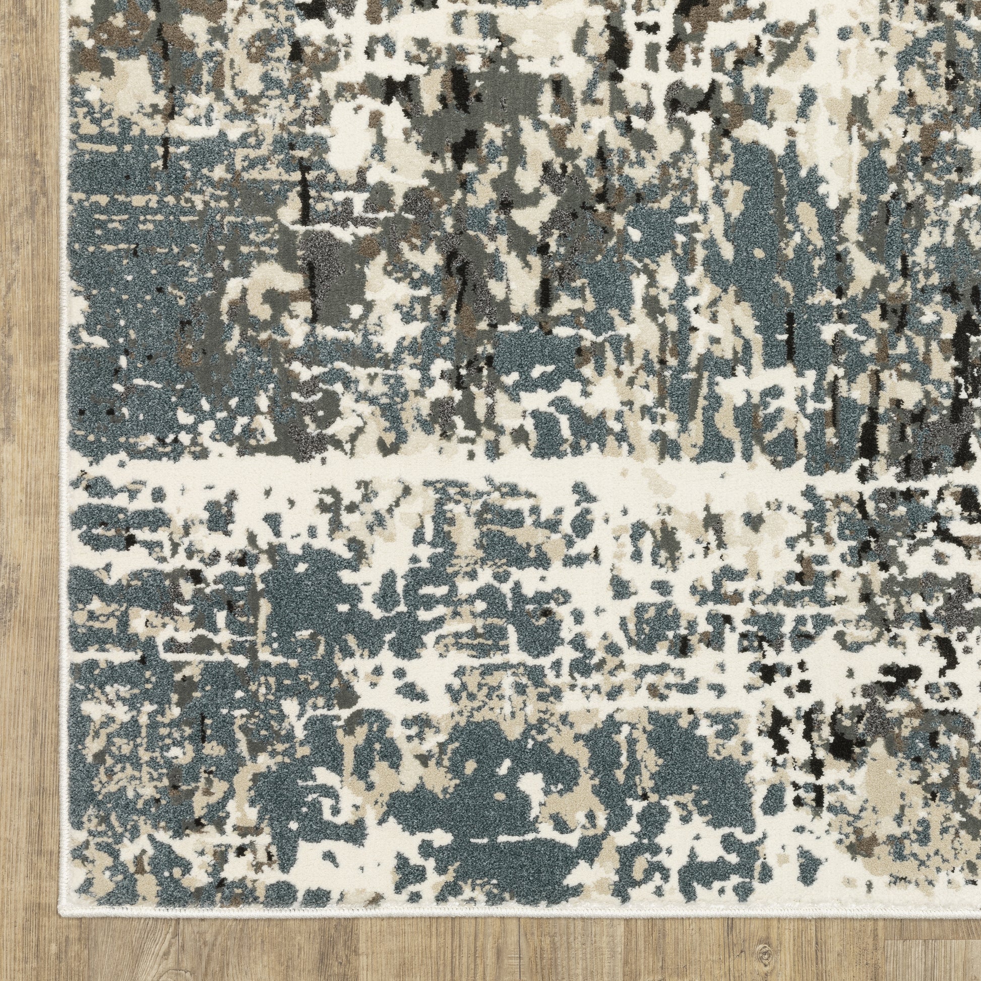 Raylan Abstract Ivory/ Grey Cut Pile Rug