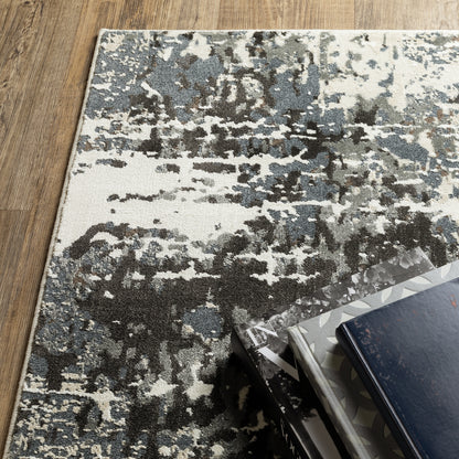 Raylan Abstract Ivory/ Grey Cut Pile Rug