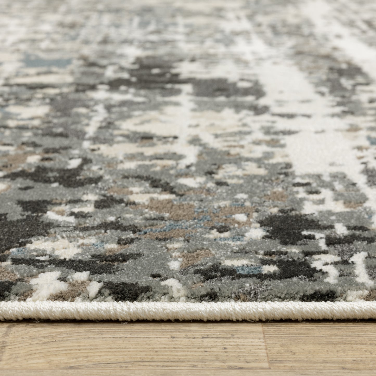 Raylan Abstract Ivory/ Grey Cut Pile Rug