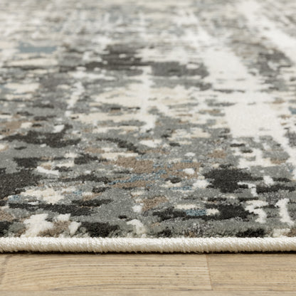 Raylan Abstract Ivory/ Grey Cut Pile Rug