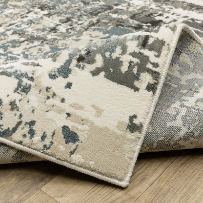 Raylan Abstract Ivory/ Grey Cut Pile Rug