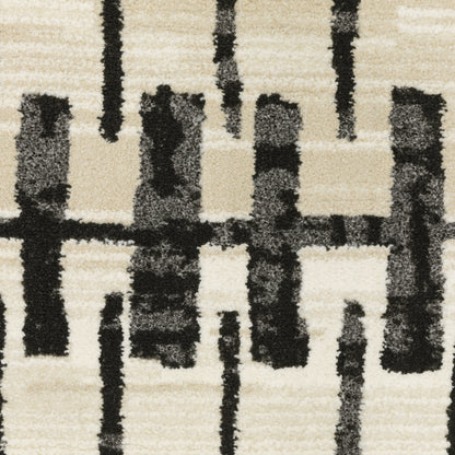 Raylan Abstract Ivory/ Black Geometric Cut Pile Rug