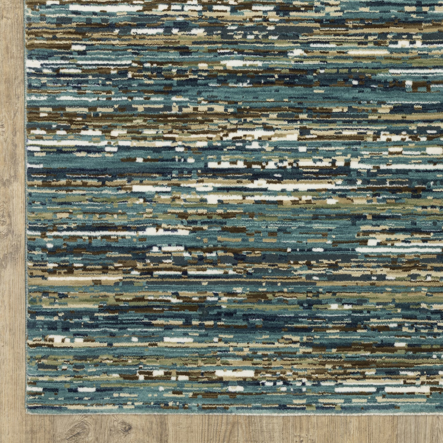 Reed Stripe Blue/ Multi Abstract Cut Pile Rug