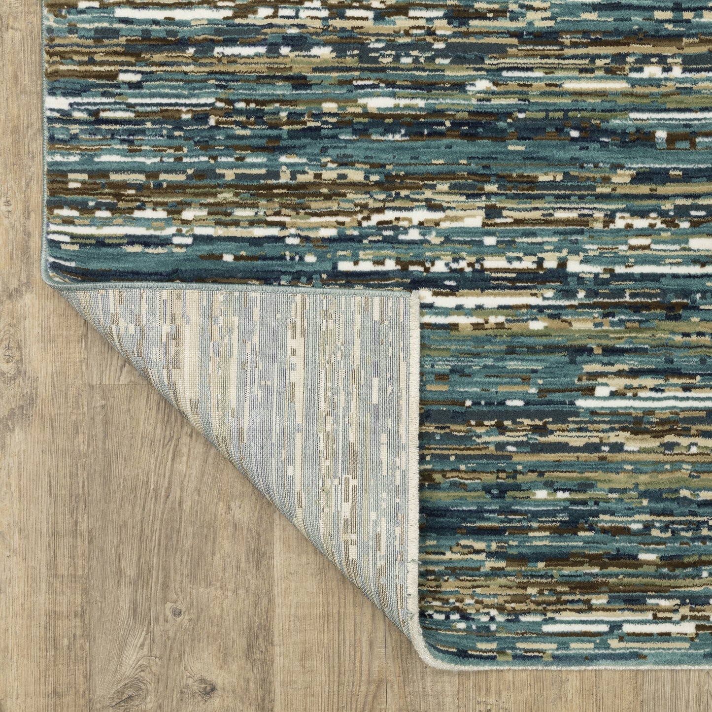 Reed Stripe Blue/ Multi Abstract Cut Pile Rug