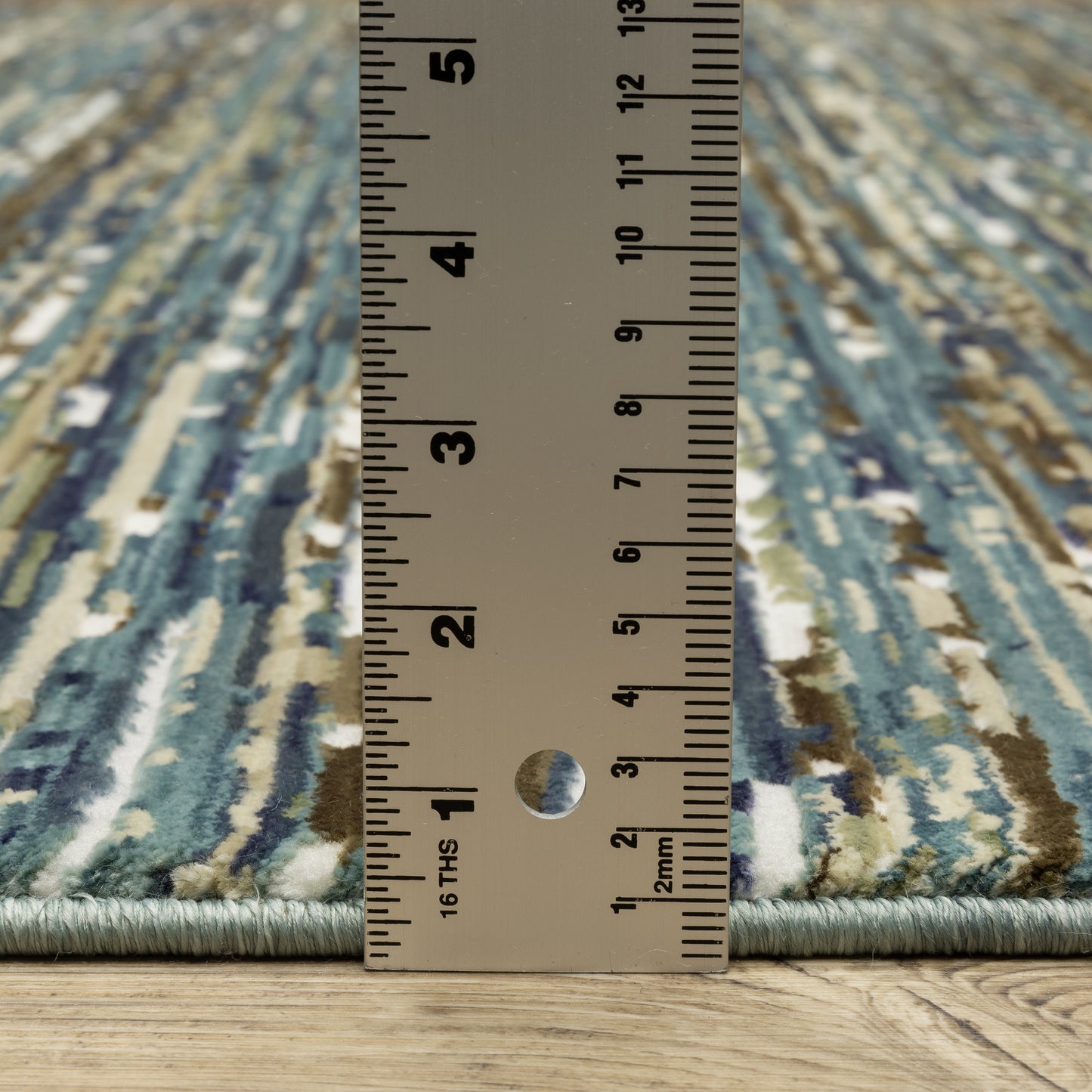 Reed Stripe Blue/ Multi Abstract Cut Pile Rug