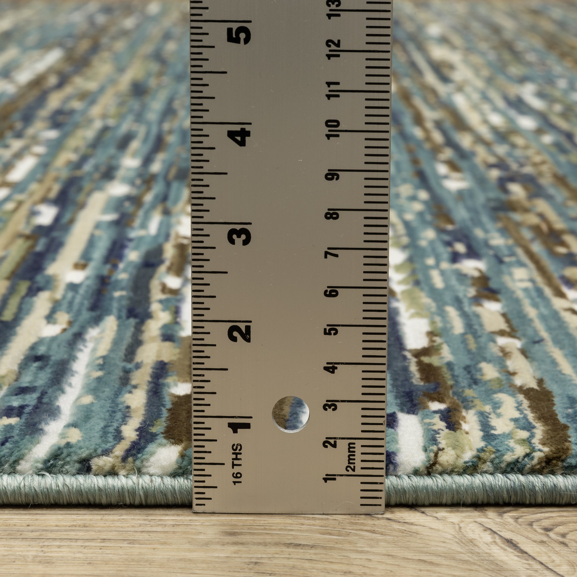 Reed Stripe Blue/ Multi Abstract Cut Pile Rug