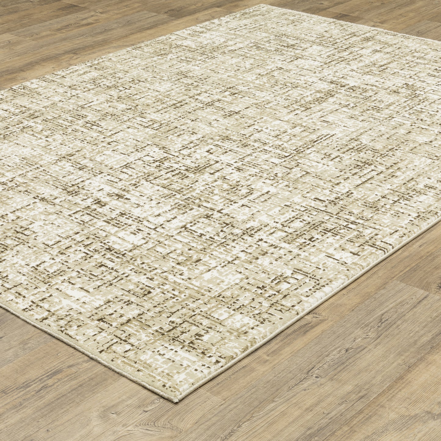 Reed Distressed Ivory/ Brown Abstract Cut Pile Rug