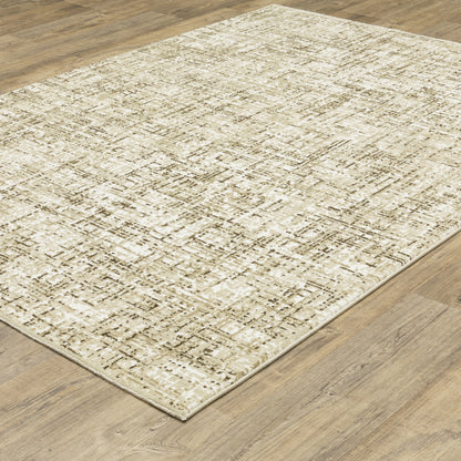 Reed Distressed Ivory/ Brown Abstract Cut Pile Rug