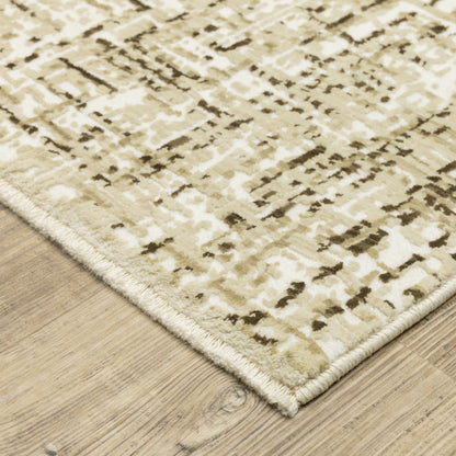 Reed Distressed Ivory/ Brown Abstract Cut Pile Rug
