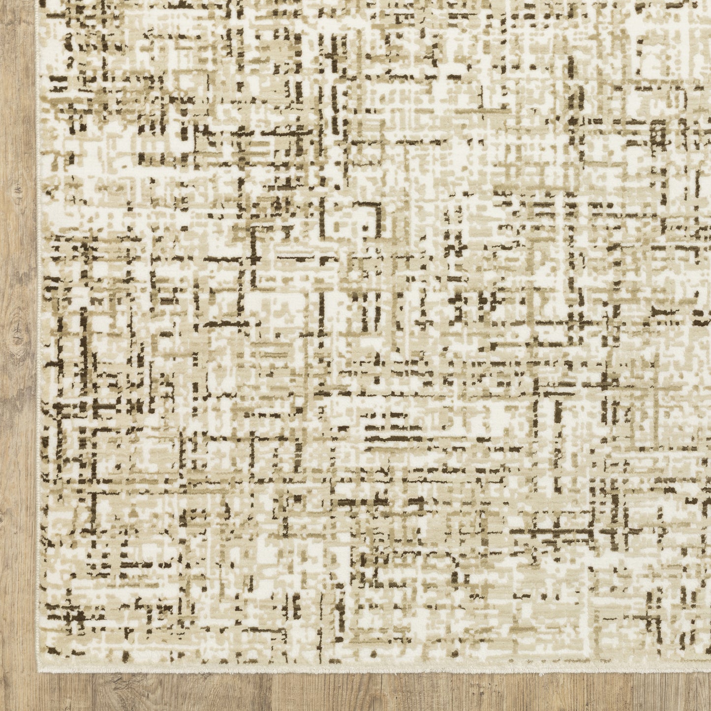 Reed Distressed Ivory/ Brown Abstract Cut Pile Rug