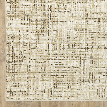 Reed Distressed Ivory/ Brown Abstract Cut Pile Rug