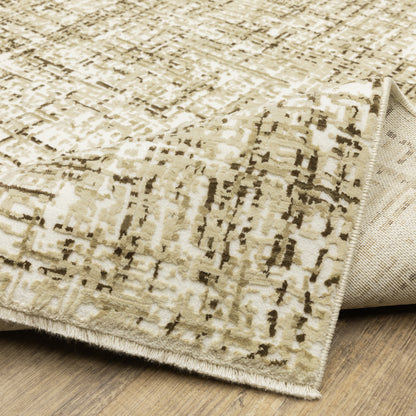 Reed Distressed Ivory/ Brown Abstract Cut Pile Rug