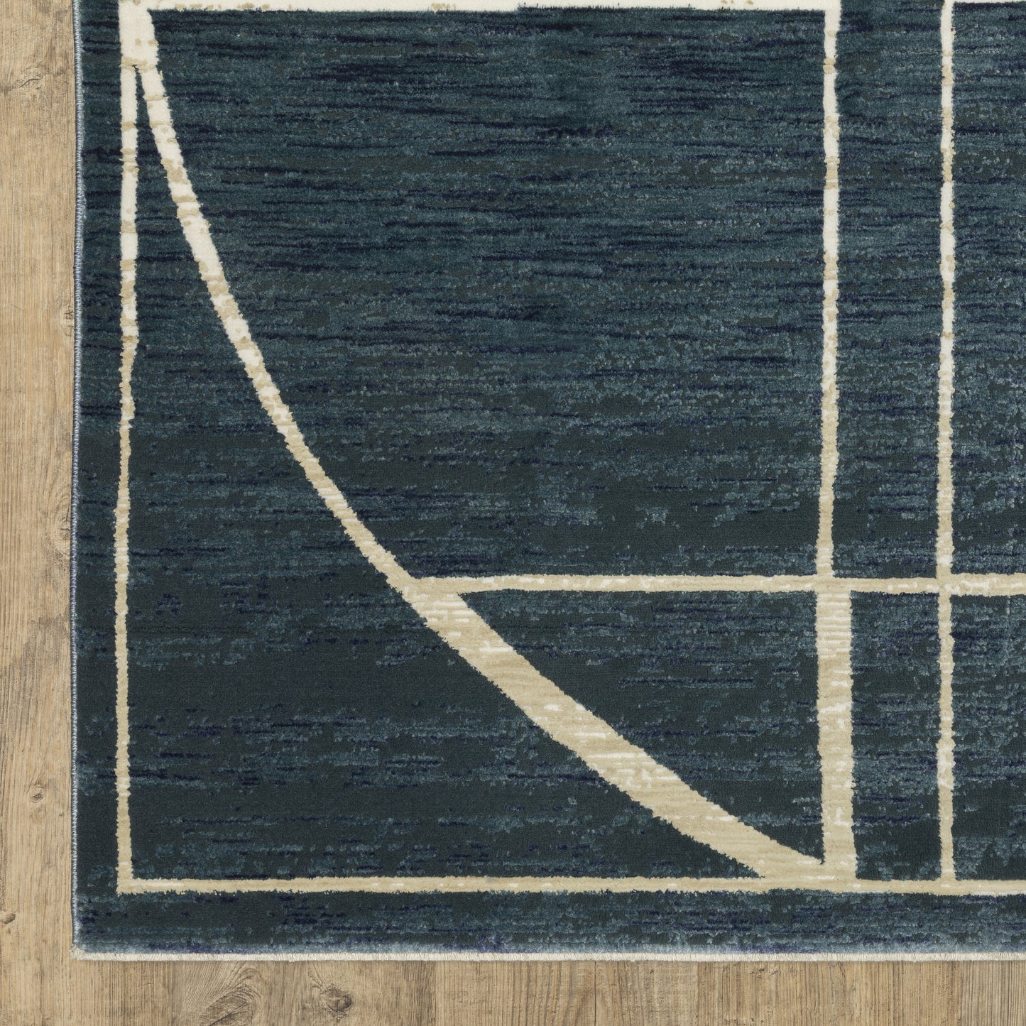 Reed Geometric Blue/ Ivory Cut Pile Rug
