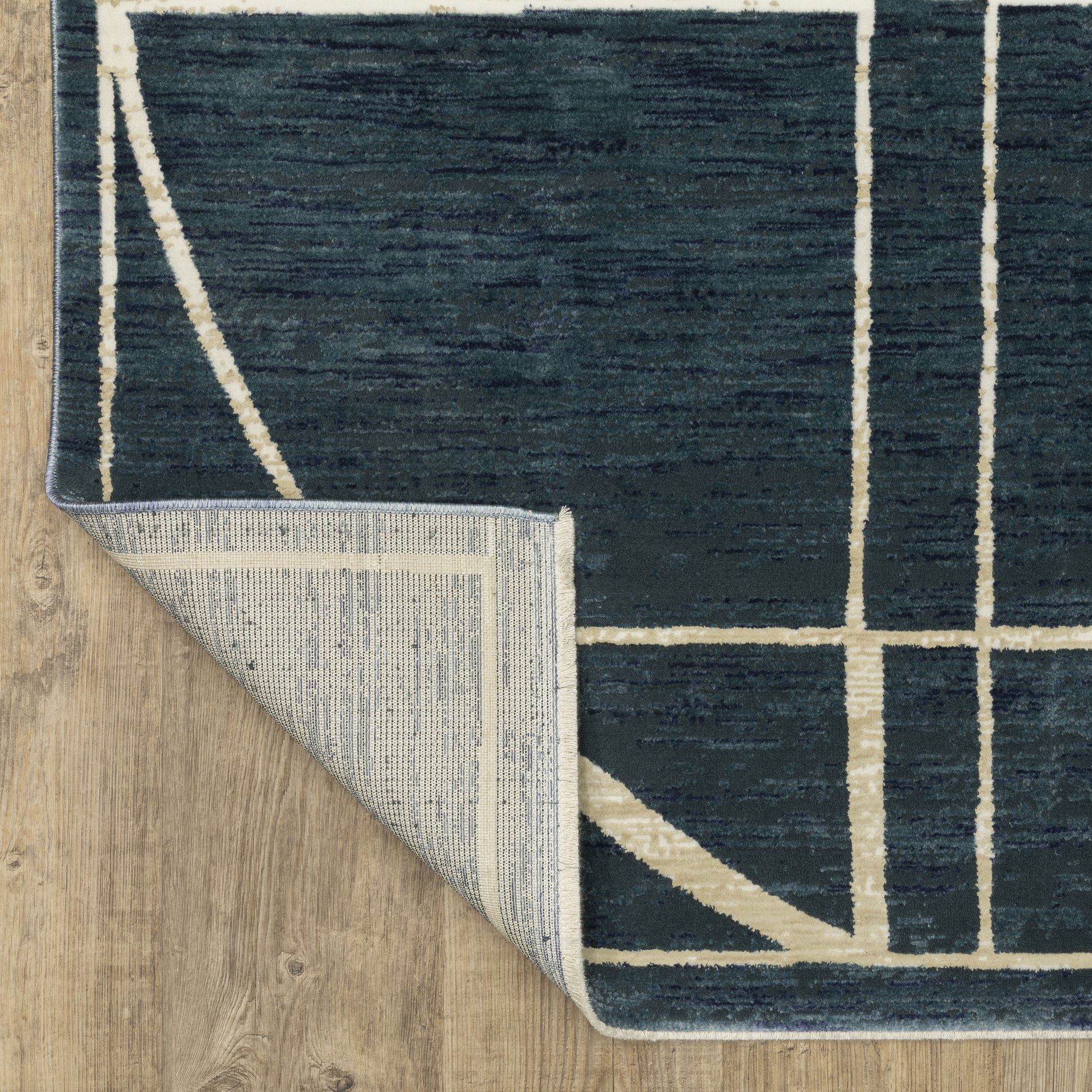 Reed Geometric Blue/ Ivory Cut Pile Rug