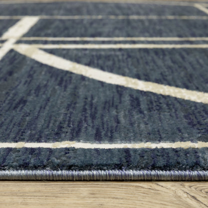 Reed Geometric Blue/ Ivory Cut Pile Rug