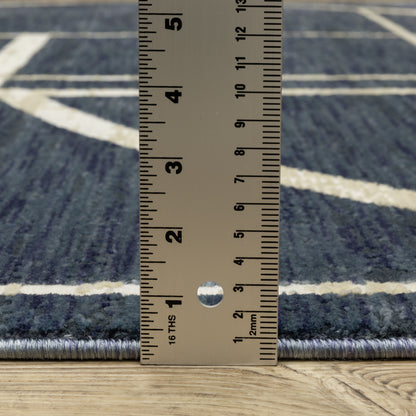 Reed Geometric Blue/ Ivory Cut Pile Rug