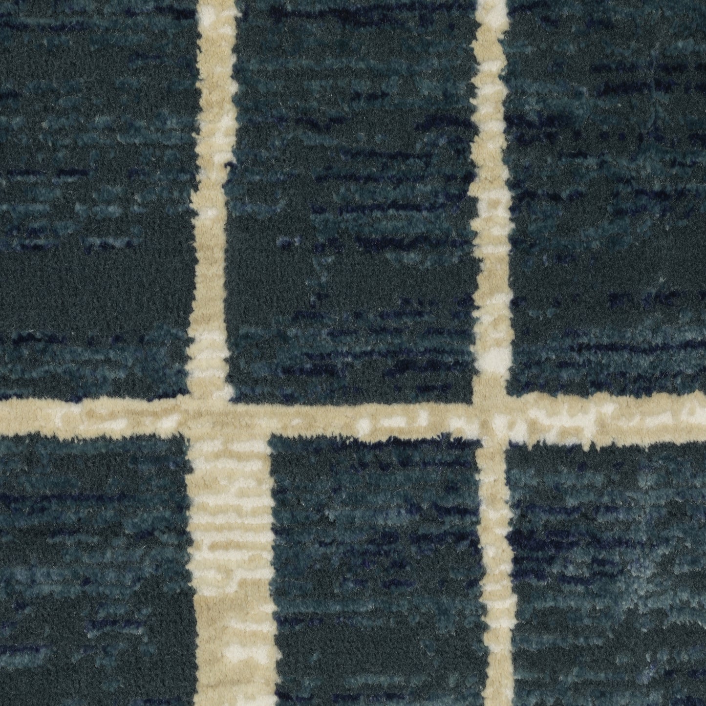 Reed Geometric Blue/ Ivory Cut Pile Rug