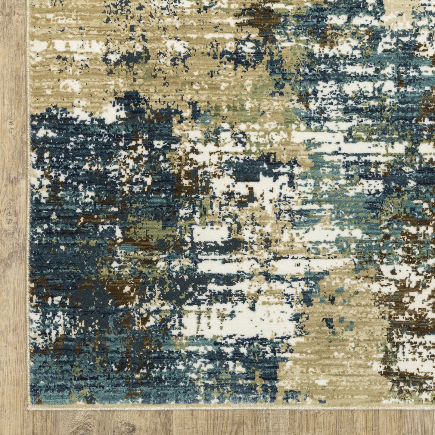 Reed Distressed Blue/ Green Abstract Cut Pile Rug