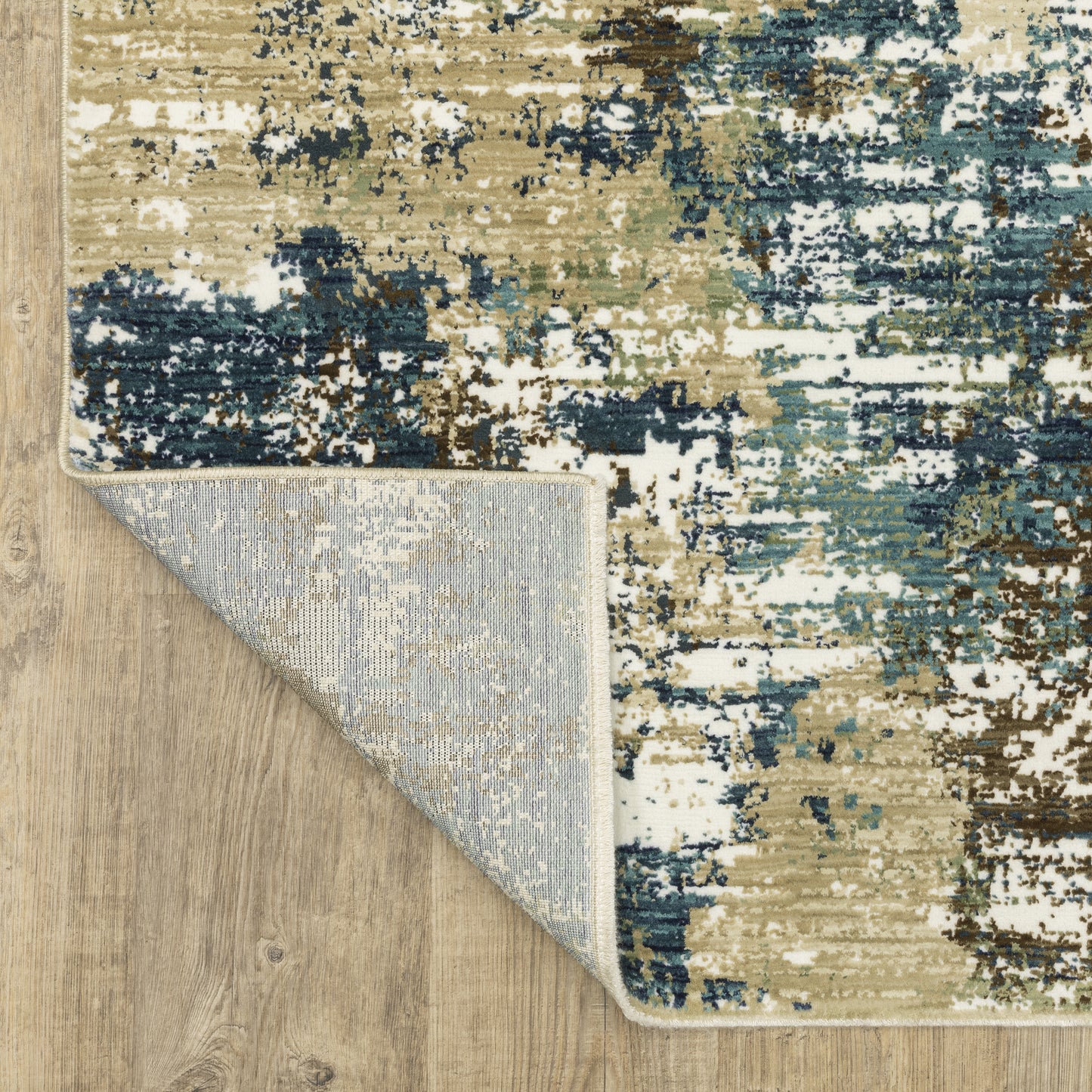 Reed Distressed Blue/ Green Abstract Cut Pile Rug
