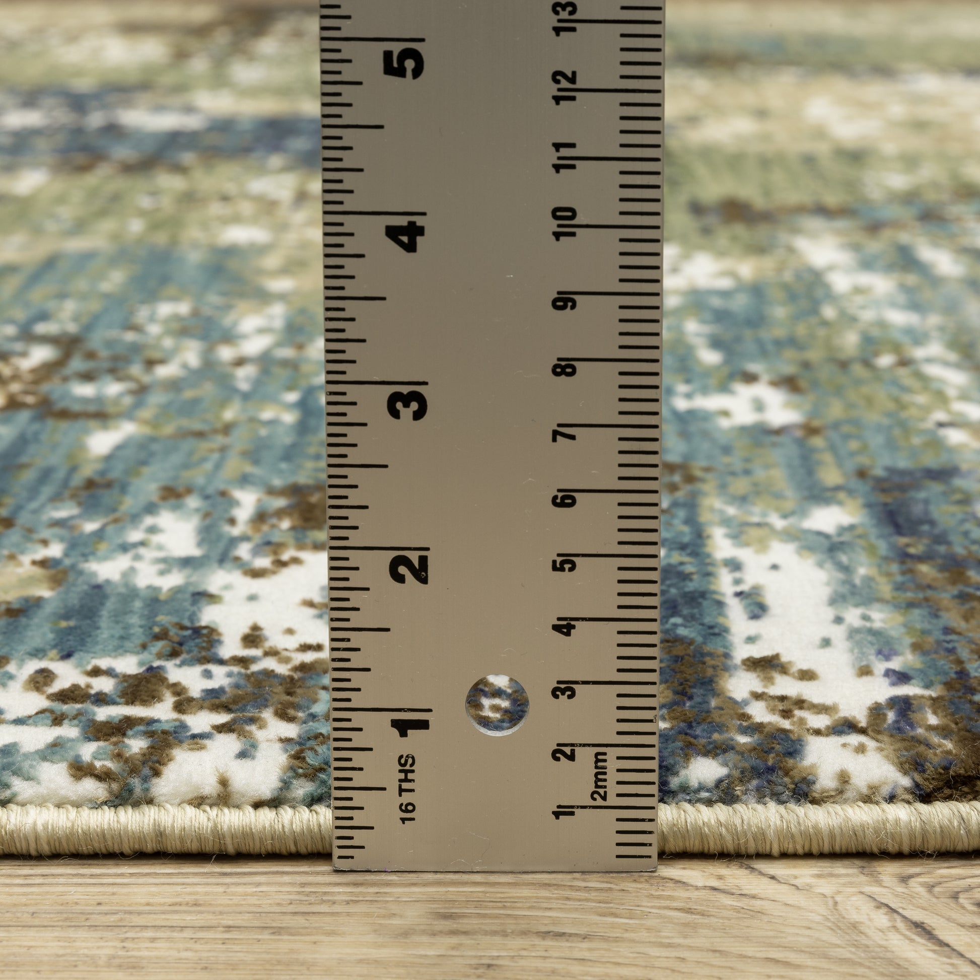Reed Distressed Blue/ Green Abstract Cut Pile Rug