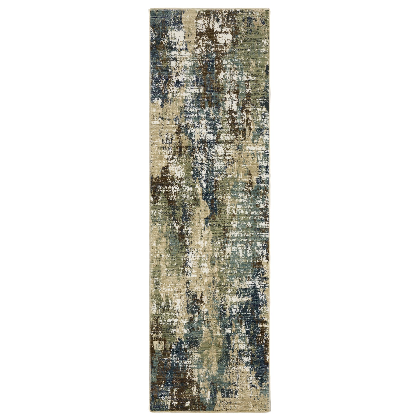 Reed Re06A Blue/ Green Distressed Abstract Rug