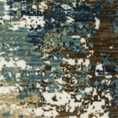 Reed Distressed Blue/ Green Abstract Cut Pile Rug