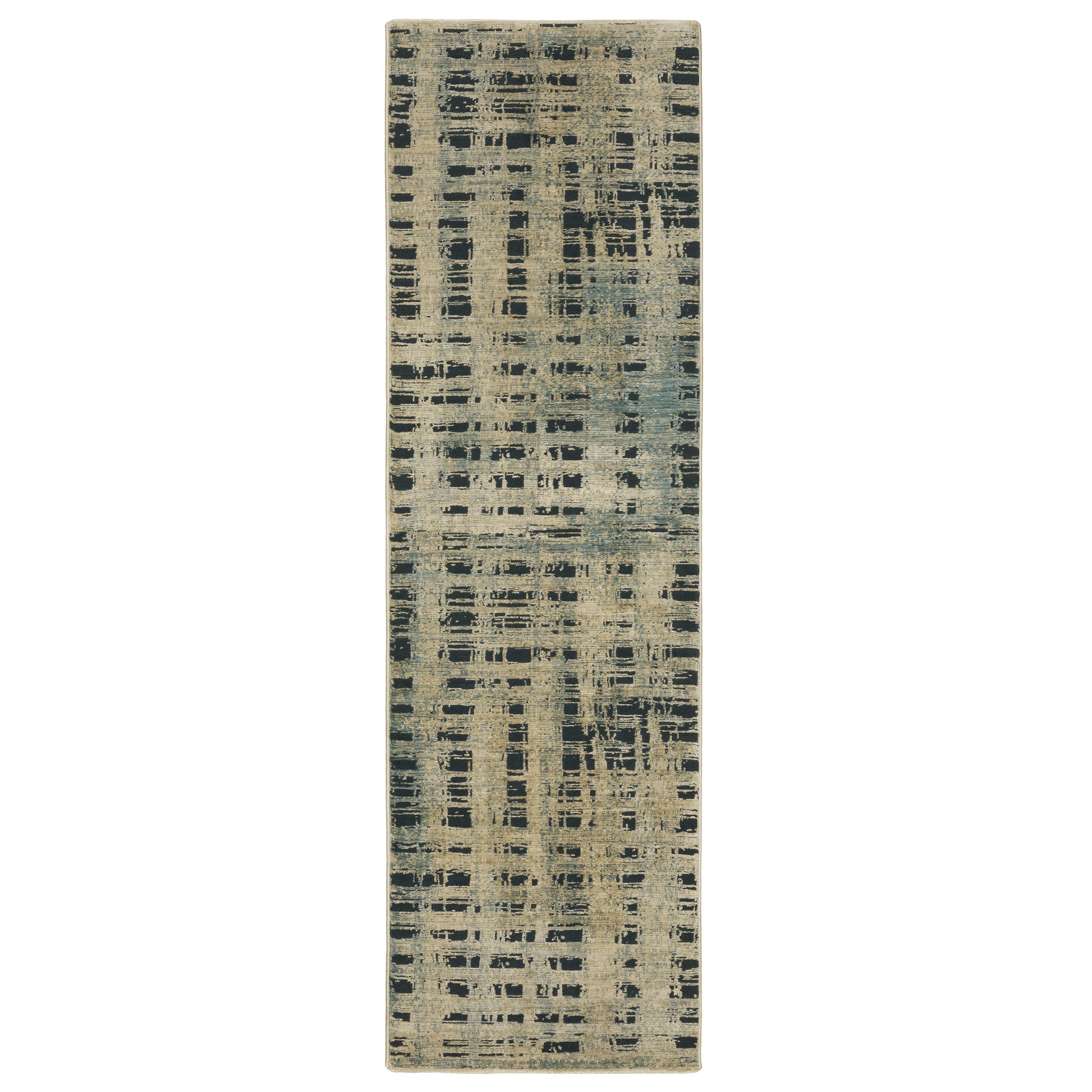 Reed Re07B Beige/ Blue Stripe Geometric Rug