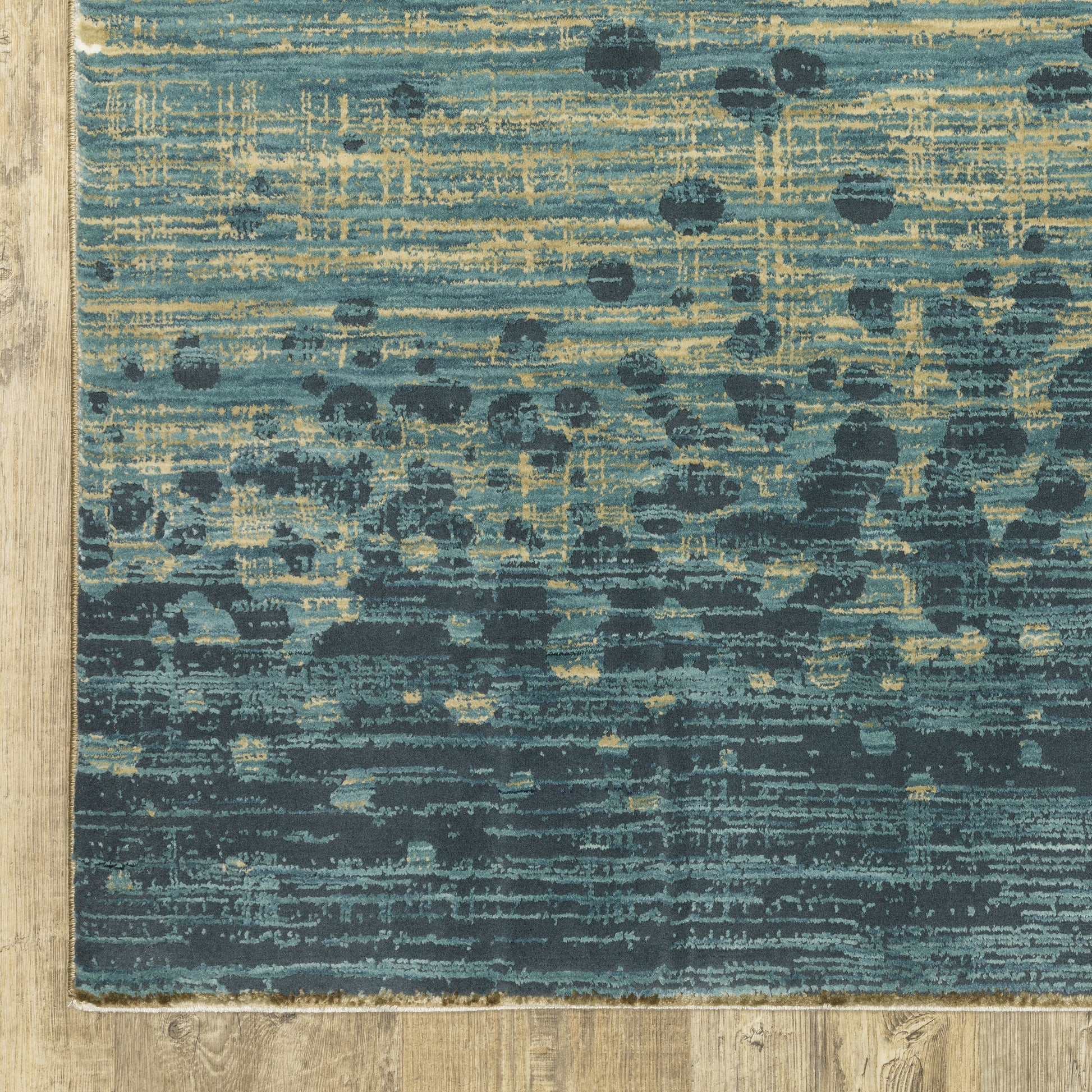 Reed Stripe Blue/ Green Distressed Cut Pile Rug