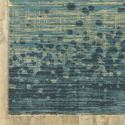 Reed Stripe Blue/ Green Distressed Cut Pile Rug