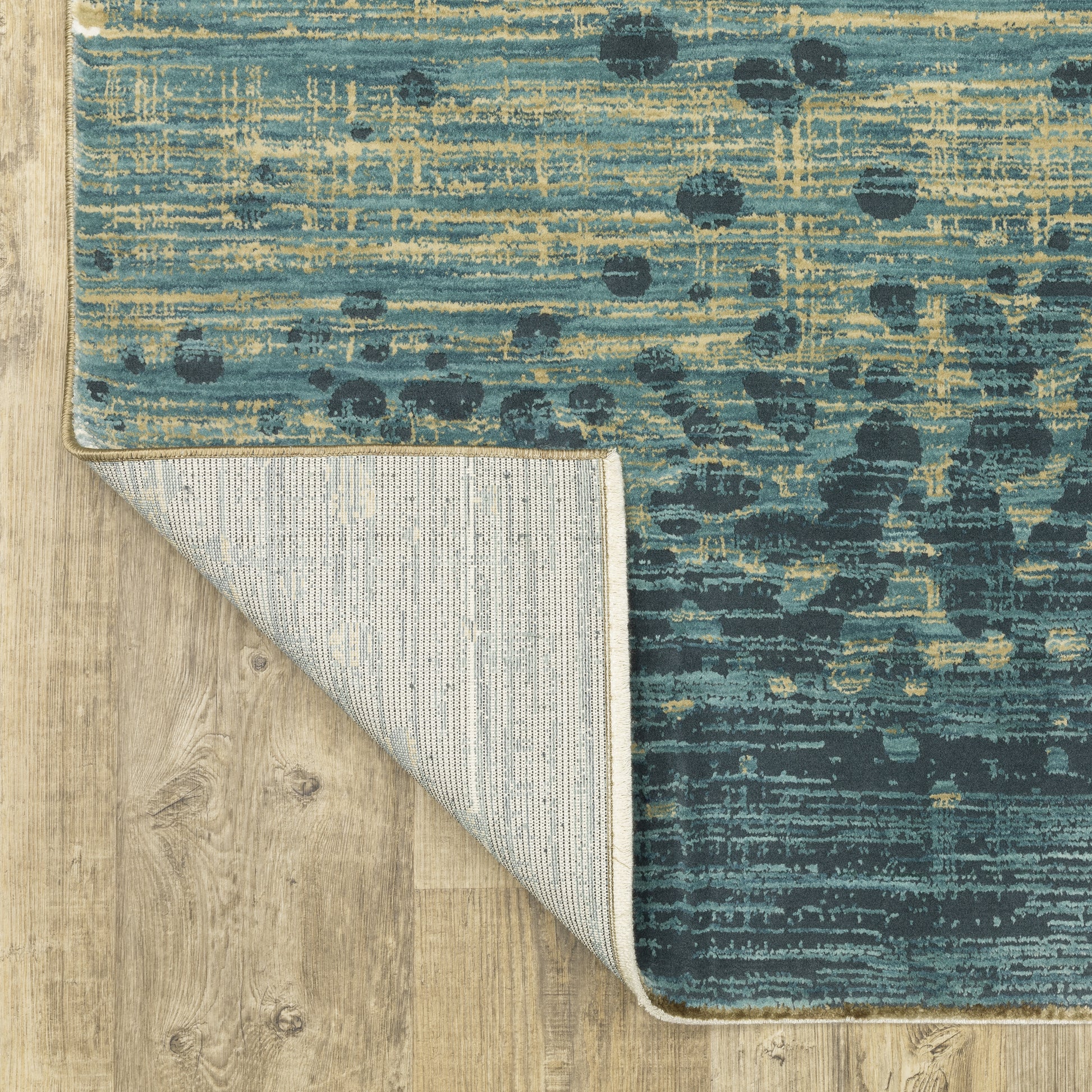 Reed Stripe Blue/ Green Distressed Cut Pile Rug