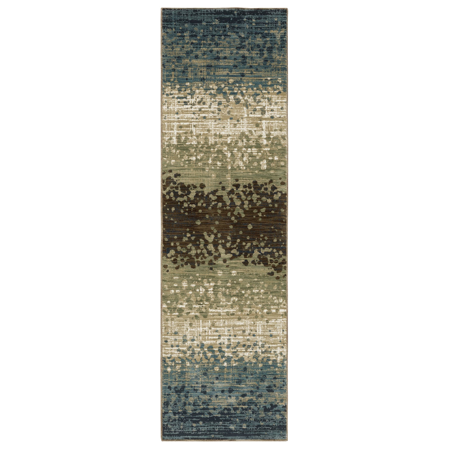 Reed Re08A Blue/ Green Stripe Distressed Rug